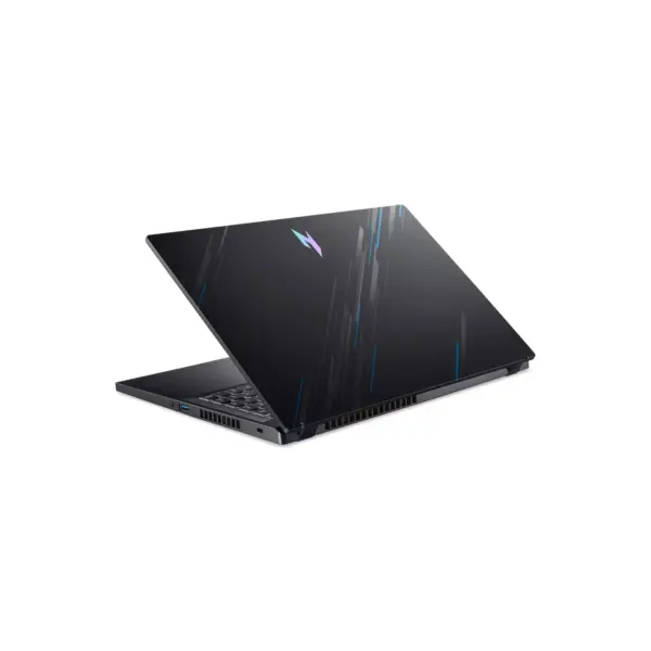 Acer Nitro V15 rear angle view showing gaming chassis design with blue accent Nitro logo