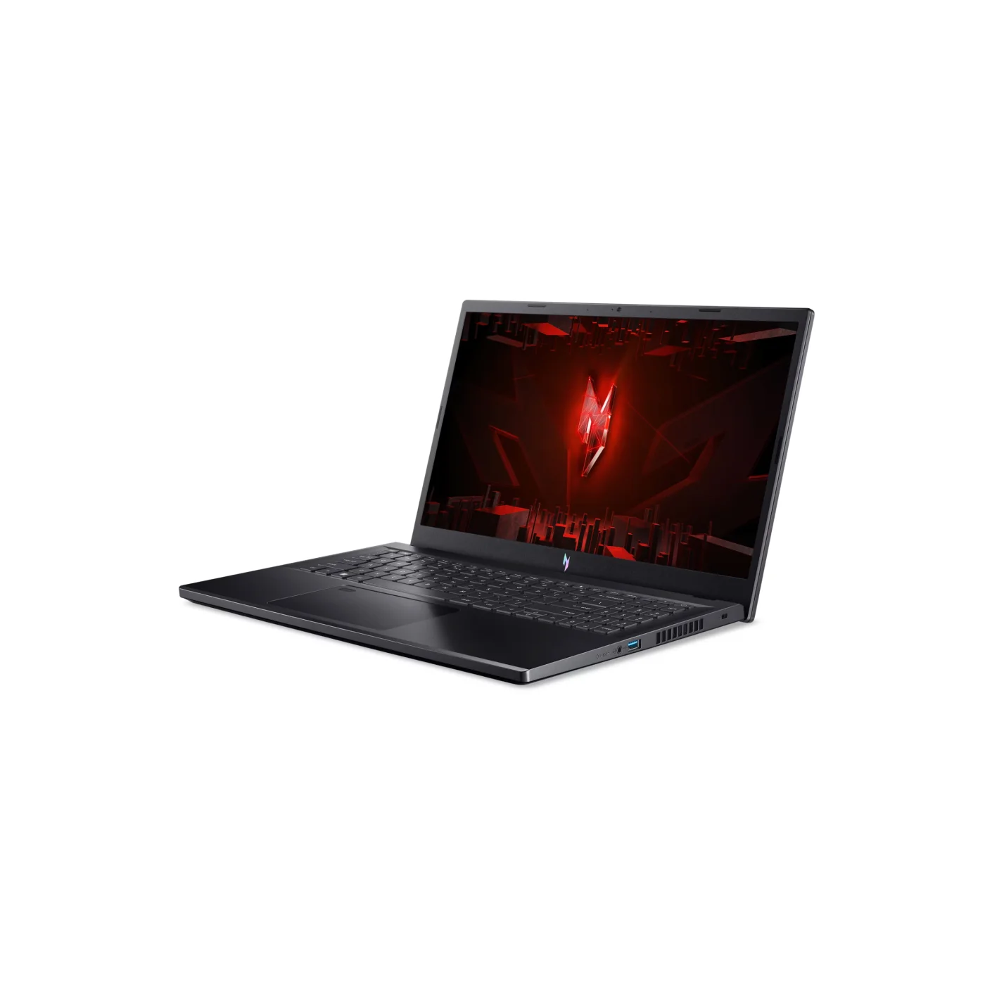 Acer Nitro V15 front right angle open showing display keyboard and left side port layout
