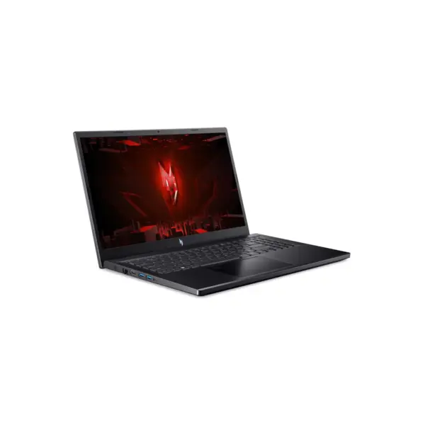 Acer Nitro V15 front left angle open showing 15.6 inch FHD display and Nitro gaming design