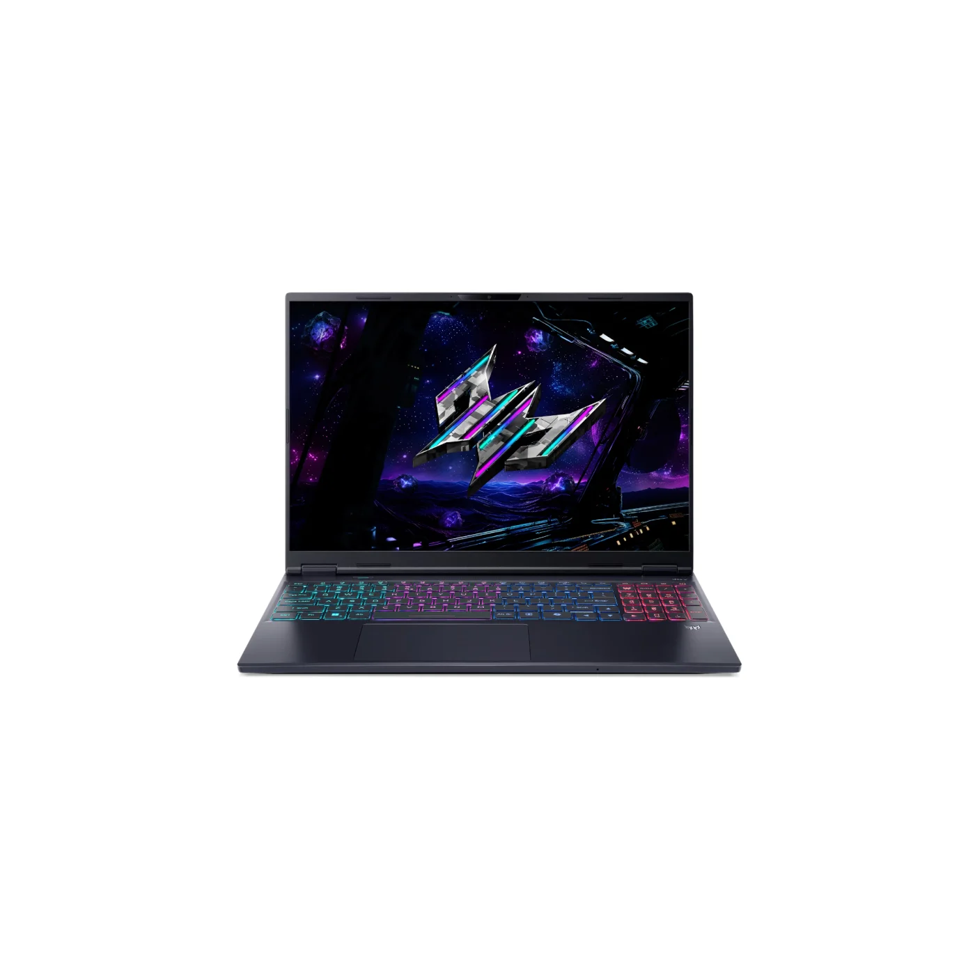 Acer Predator Helios Neo 16S AI Gaming Laptop front view showing 16 inch WQXGA OLED 240Hz display and full RGB keyboard