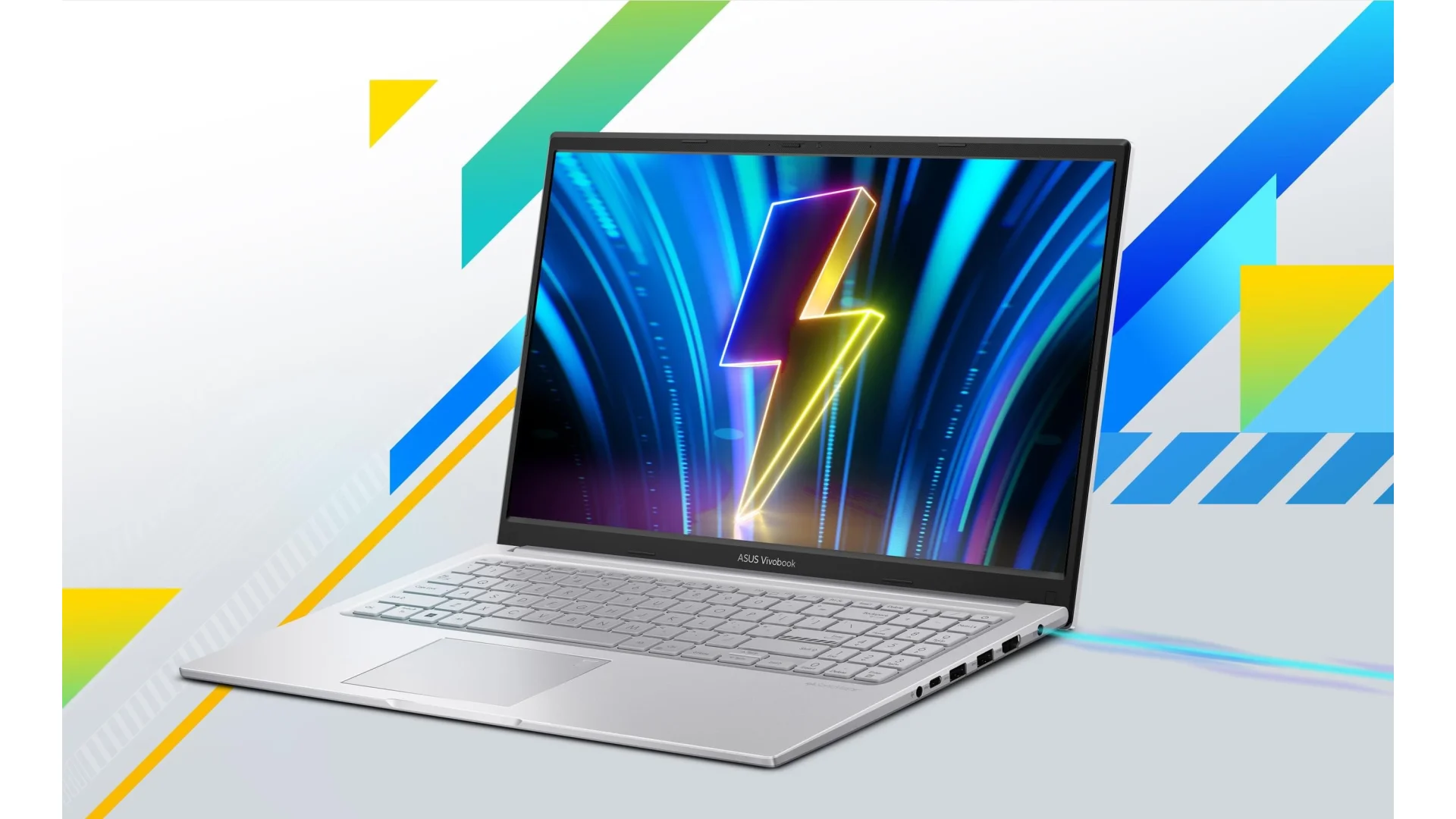 Asus Vivobook 15 X1504VA front view open showing 15.6 inch FHD IPS display in Quiet Blue color