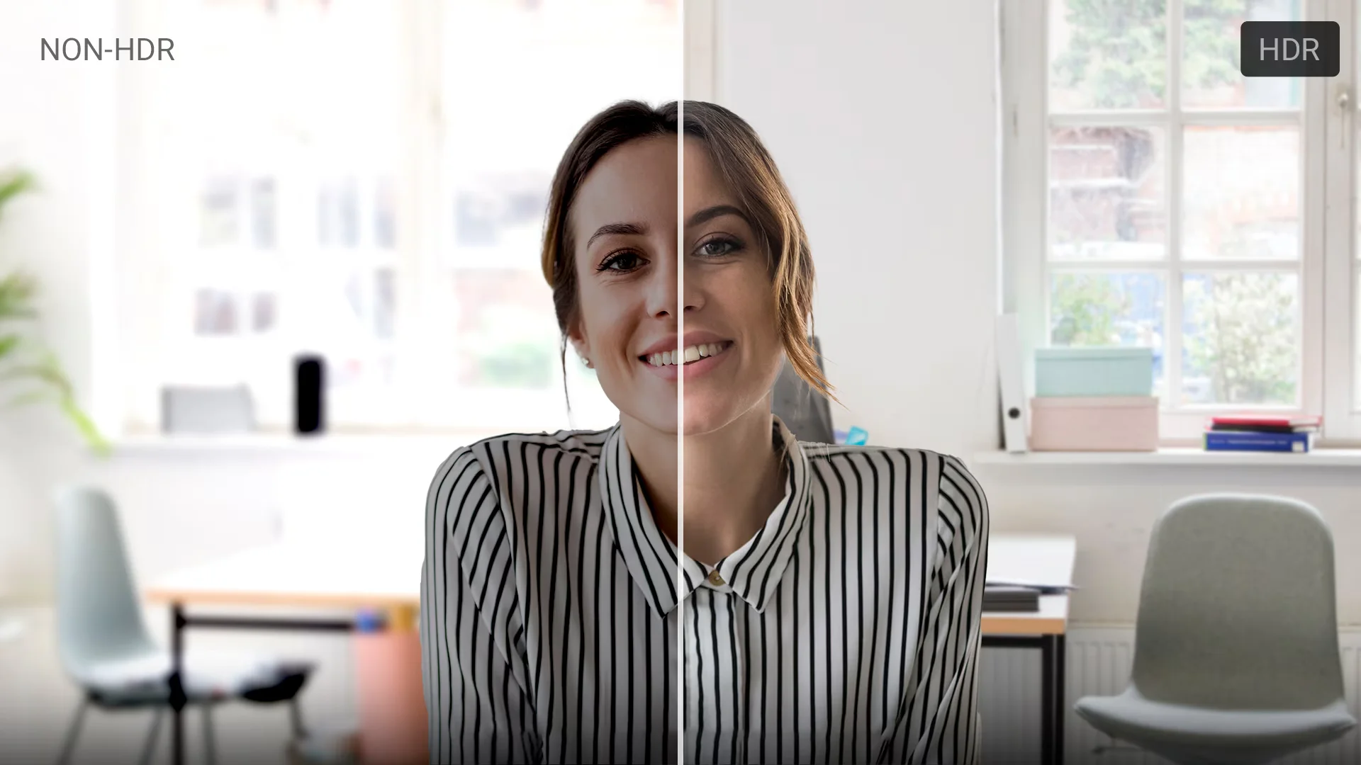 Latitude 5450 Laptop, Intel Core Ultra 7 165H vPro Image Showing HDR and Non HDR Picture Quality