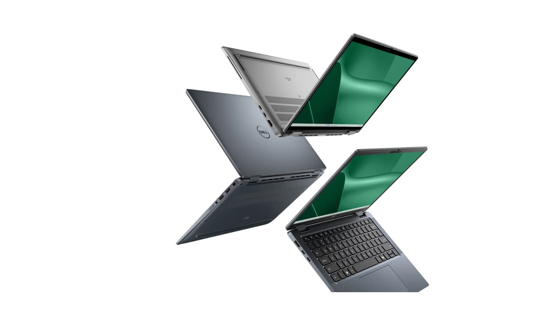 Dell Latitude 7450 shown in multiple angles highlighting slim design and premium build
