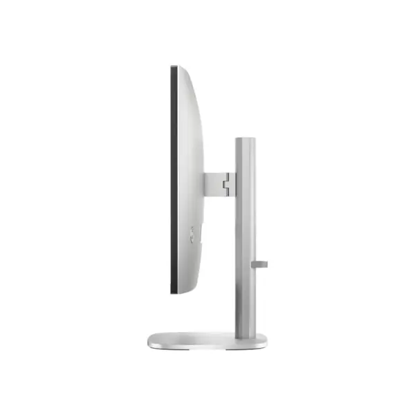 Side profile view of HP EliteStudio 8 G1i All-in-One PC displaying its sleek, thin monitor screen design and adjustable silver stand.