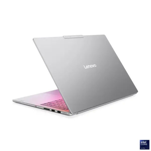 Back view of Yoga Pro 9i Aura Edition showing Silver Lenovo Logo