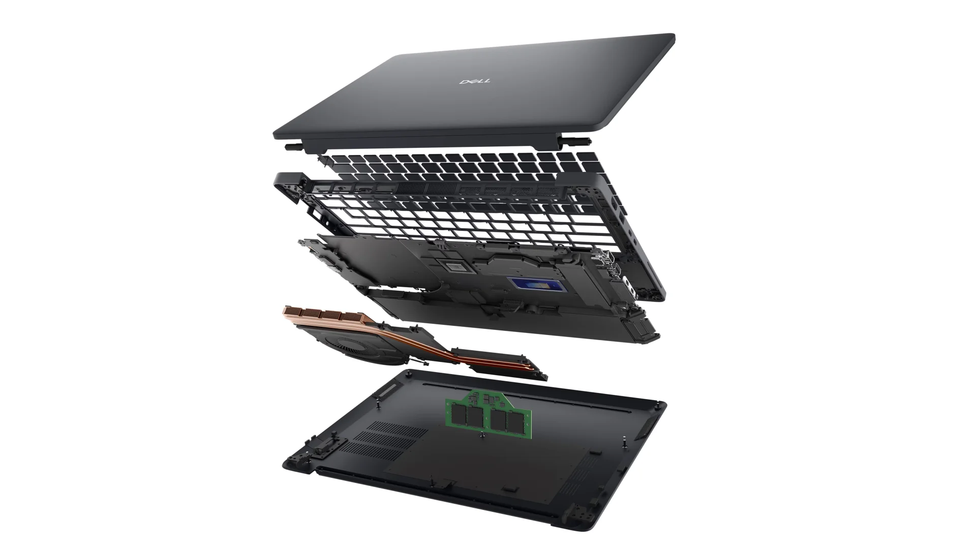 Dell Pro Max 14 MC14250 Laptop memory and internal parts view