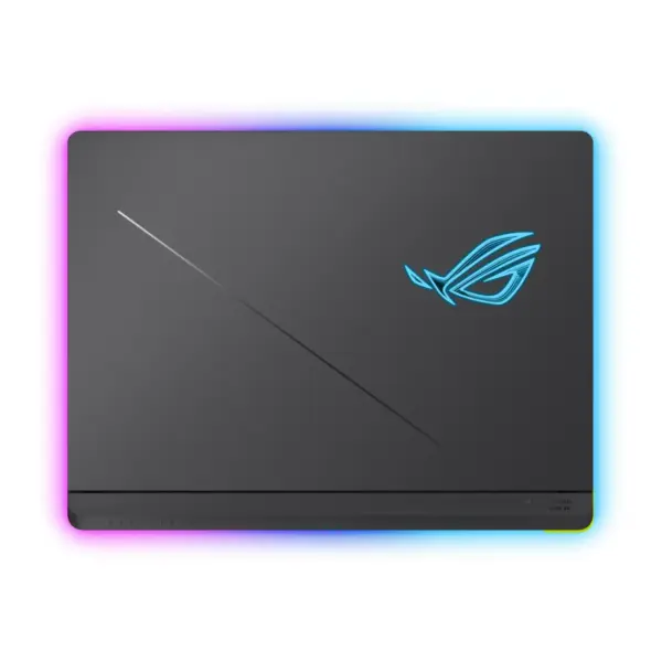ROG Strix G16 (G615JMR) Laptop Top View showing ROG RGB Logo and Side RGB Lighting