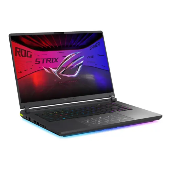 ROG Strix G16 (G615JMR) Gaming Laptop Left side view showing Power Port, 2.5G Ethernet Port, HDMI 2.1 Port, 2 Thuderbolt 5 USB Type-C Ports and Audio Jack