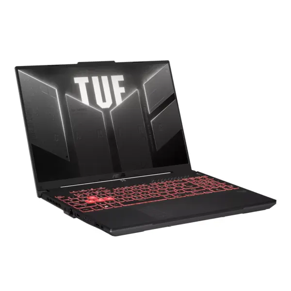 TUF Gaming A16 FA607NUG Laptop Left Side view showing DC in jack, RJ45 Port, HDMI 2.1 Port, 2 USB 3.2 Gen 2 Type-C® (supports dGPU DP 1.4), USB 3.2 Gen1 Type-A, Audio Combo Jack